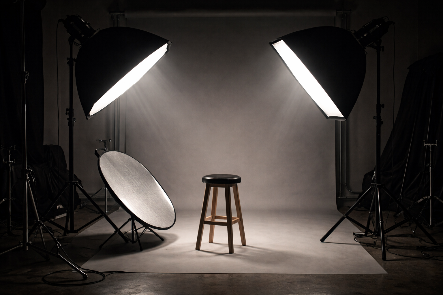 Yumuşak stüdyo ışığı altında hazırlık anı